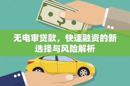 贡井无电审贷款，快速融资的新选择与风险解析
