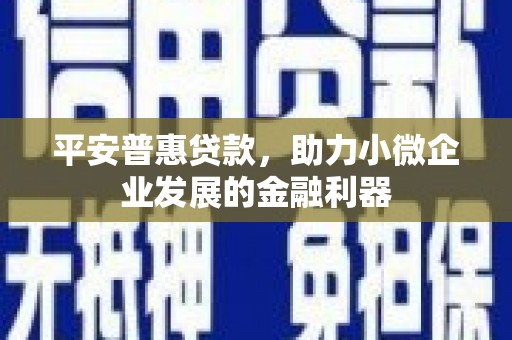 睢宁平安普惠贷款，助力小微企业发展的金融利器