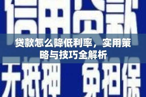 海宁贷款怎么降低利率，实用策略与技巧全解析